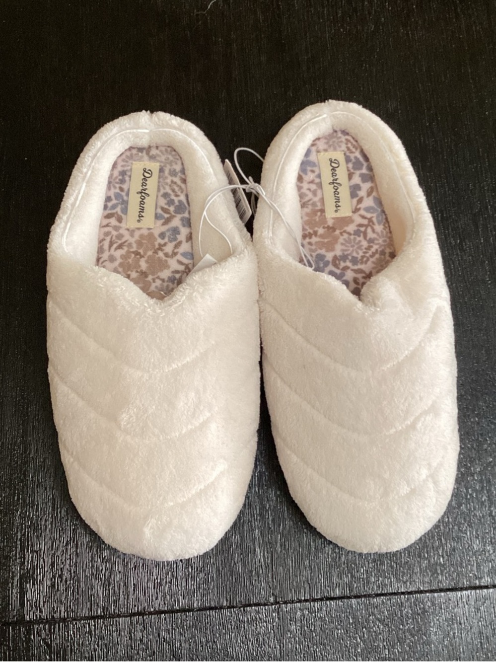 Dearfoams Women's Slipper w/Memory Foam Insole, Cream Large Sz 9-10 New